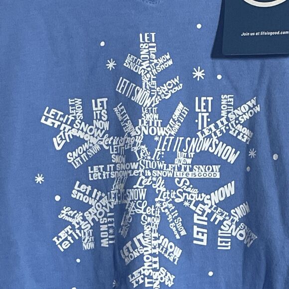 Life Is Good Shirt WLS Crusher Vee LET IT SNOW SNOWFLAKE NWT Womens XS Long Slee - Picture 2 of 7